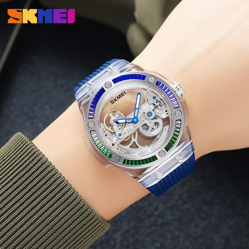 Skmei – M032 – Hollow Automatic 50M Waterproof - Blue image 1