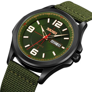 SKMEI - 9315 - Casual Nylon Strap Men’s Watch - armygreen image 1