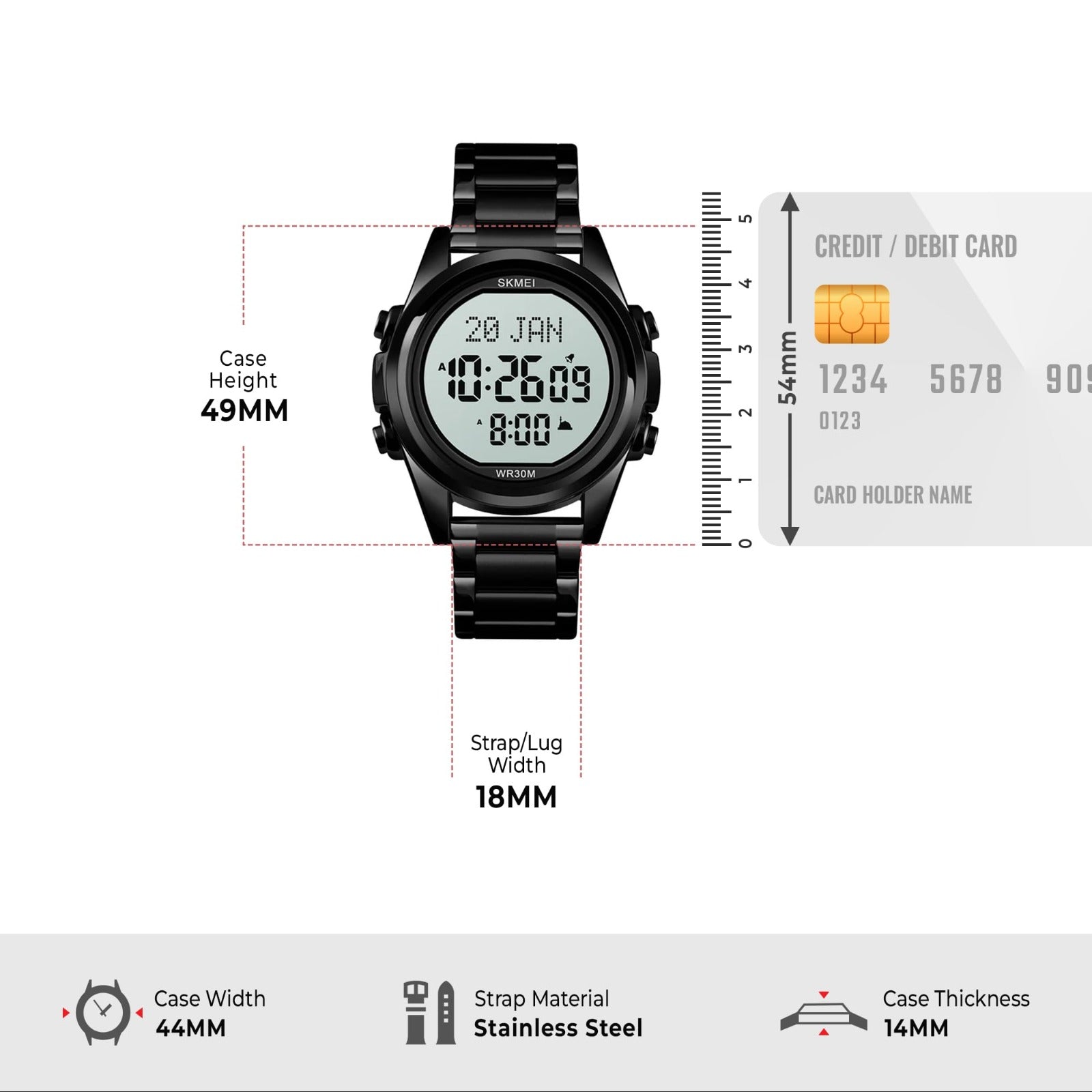 SKMEI - 1667 - Qibla Azan Time Reminder Prayer Watch - Black / white image 4