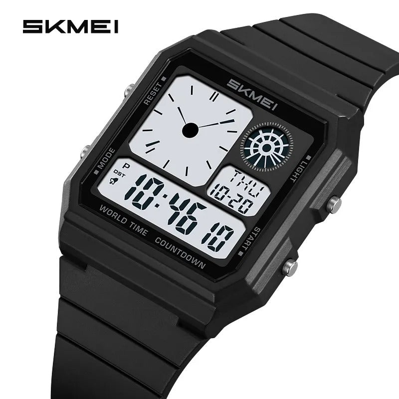 SKMEI - 2347 - Digital Sports Countdown Waterproof Watch - Black/White image 0