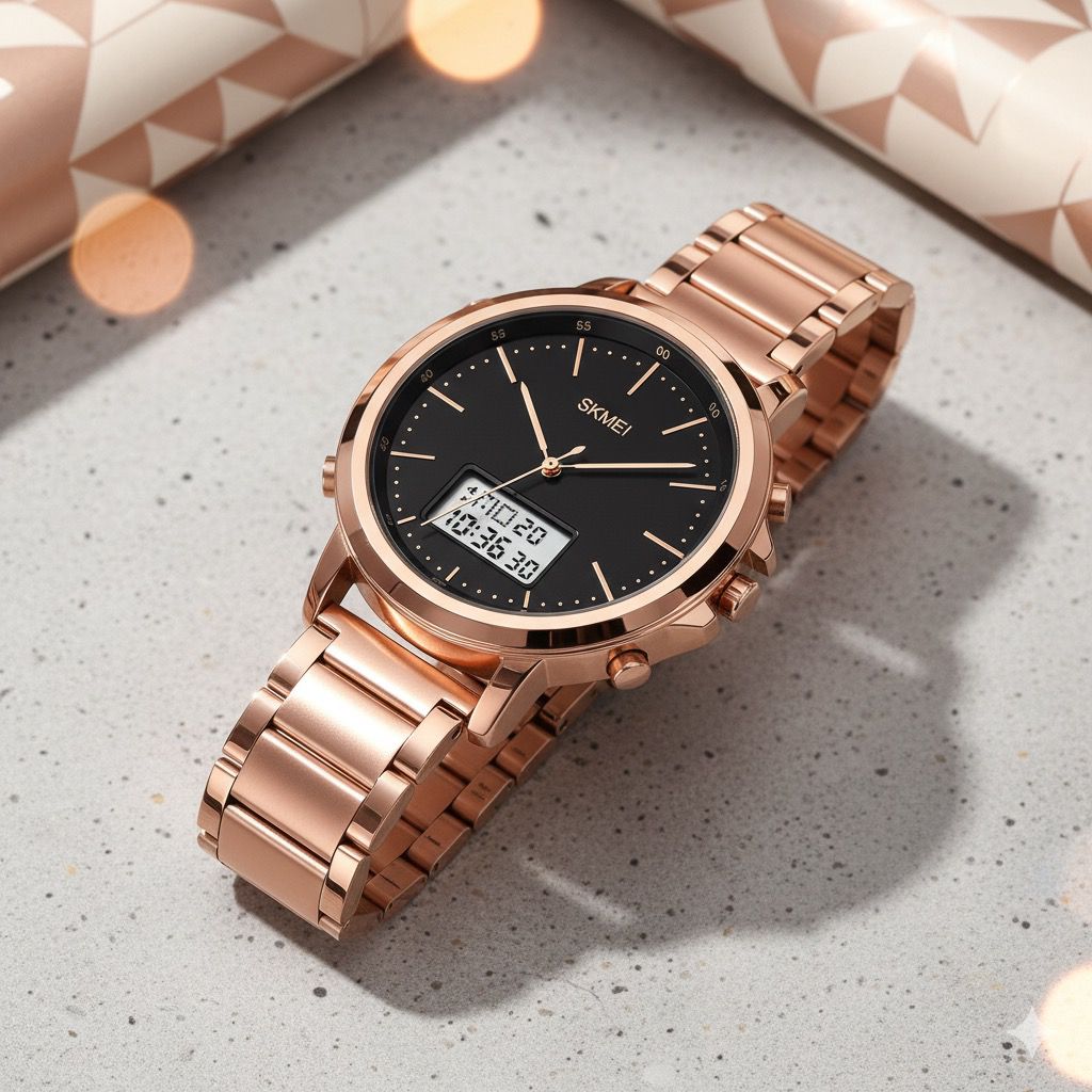 Skmei - 1652 (Chain) - Multifunctional Waterproof - Rosegold/White-Steel image 3