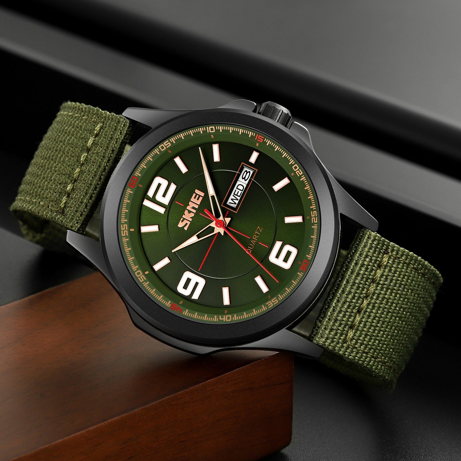SKMEI - 9315 - Casual Nylon Strap Men’s Watch - armygreen image 3