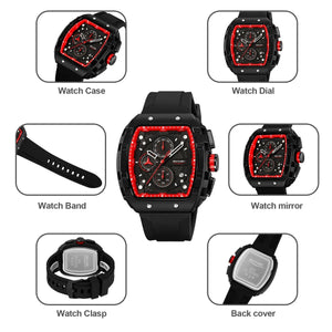 Skmei – 9341 – Bold Sporty Square Chronograph Watch – Black / Black image 3