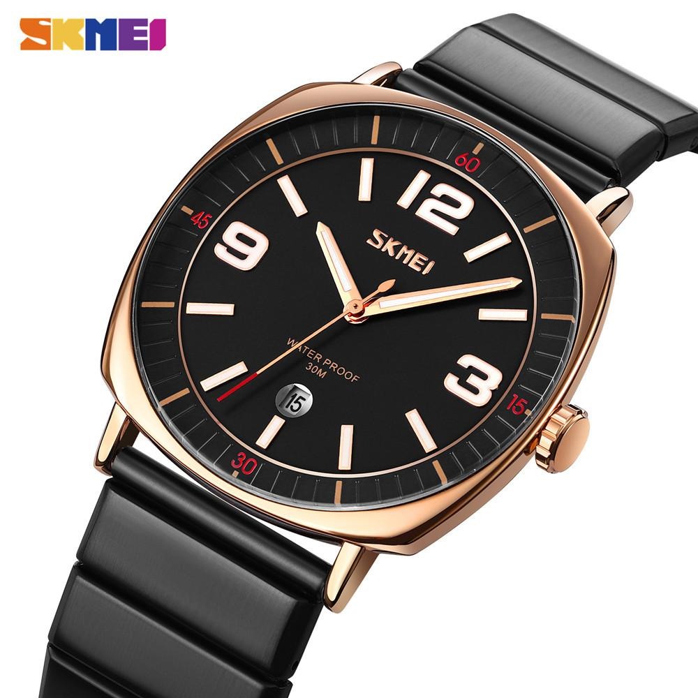 SKMEI - 9280 - Slim Steel Analog Quartz Watch - Rosegold/Black image 0