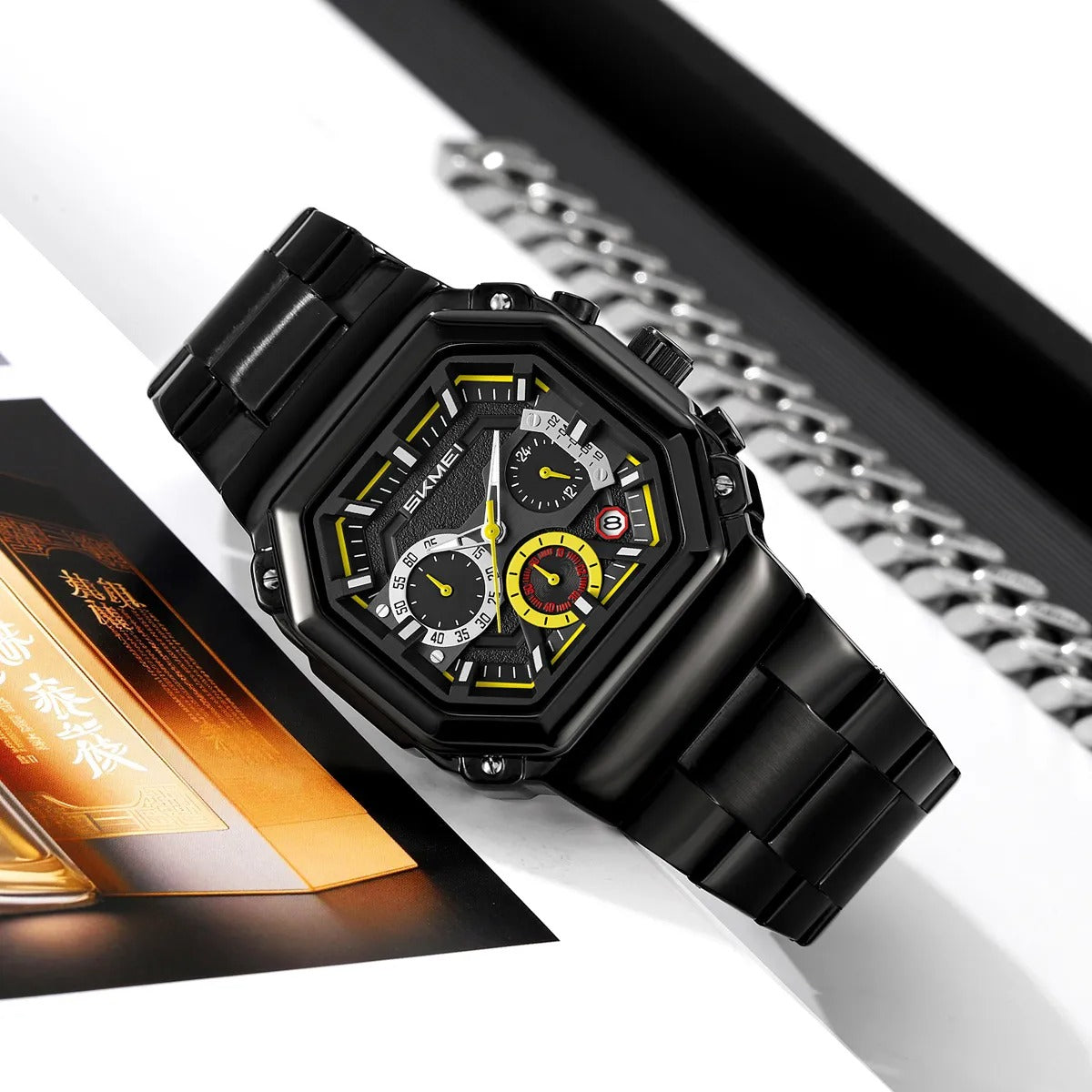 Skmei - 9359 - Quartz Chronograph Heavy-Duty Metal Build - yellow image 2