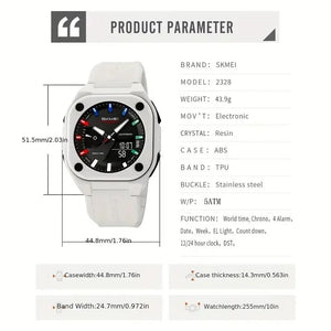Skmei - 2328 - World Master Dual Display Watch - White image 4