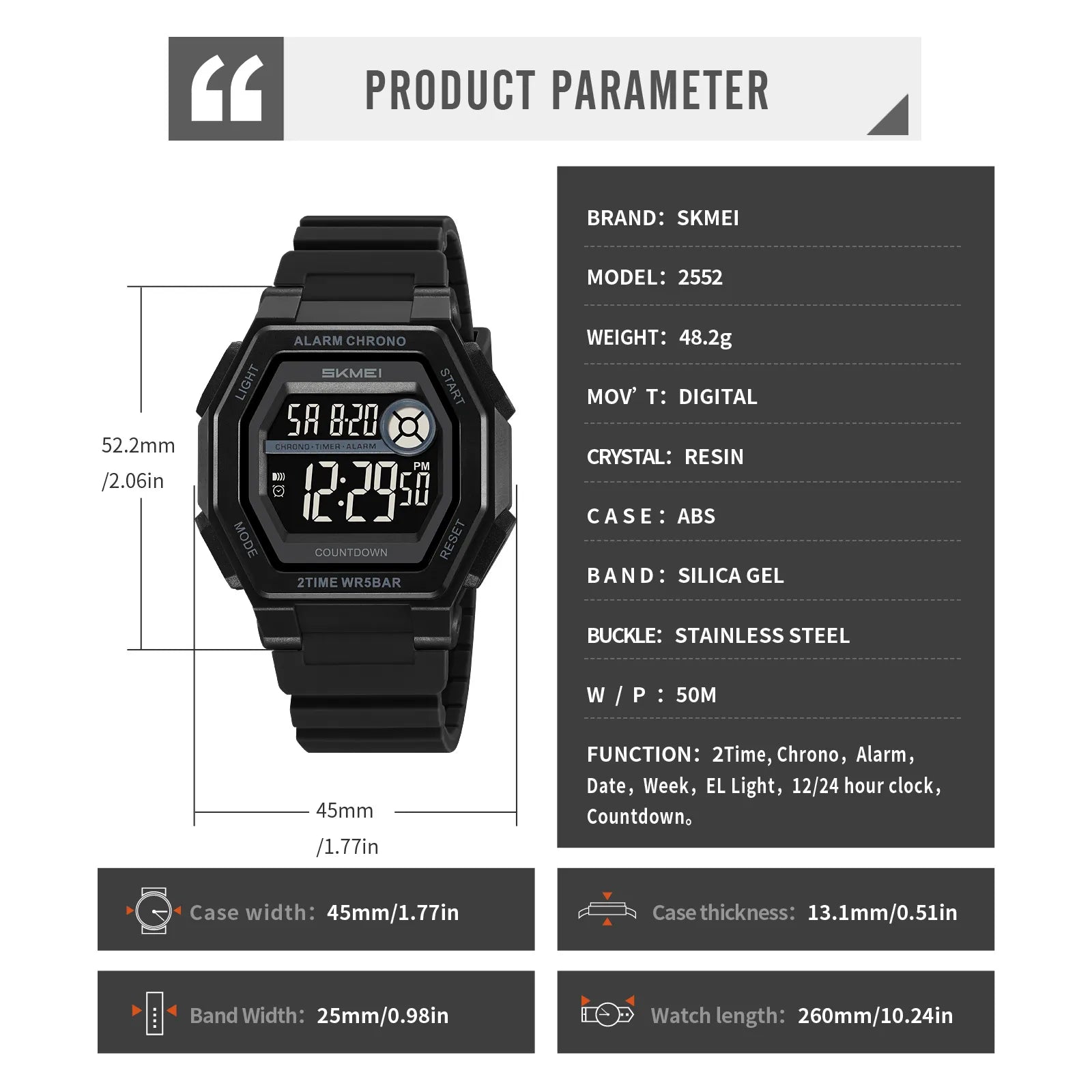 SKMEI - 2552 - Digital Sports Watch - black image 7