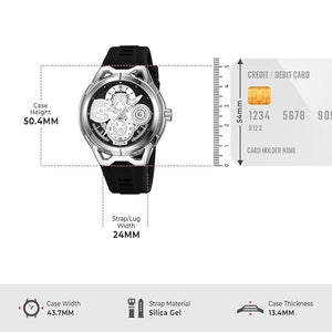 SKMEI - 9349 - Silicone Quartz Luxury Watch - Silver/Black image 3