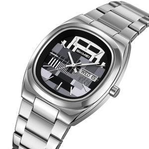 Skmei – 9375 – Business Gentleman Vintage Watch – Silver/Gray image 0