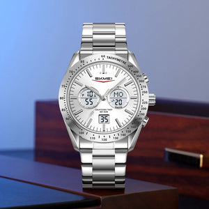SKMEI 2503 Digital Tachymetre Countdown Timer Watch - silver/silver/white/steel image 1