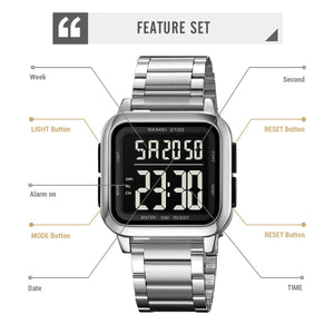 SKMEI 2133 Square Digital Stainless Steel Sports Watch - silver image 2