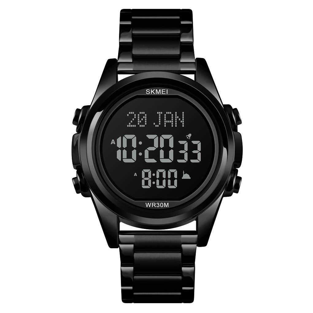 SKMEI - 1667 - Qibla Azan Time Reminder Prayer Watch - Black/black image 0