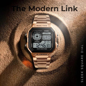 Skmei - 1335 - Digital Sports Countdown Waterproof Watch - RoseGold image 1
