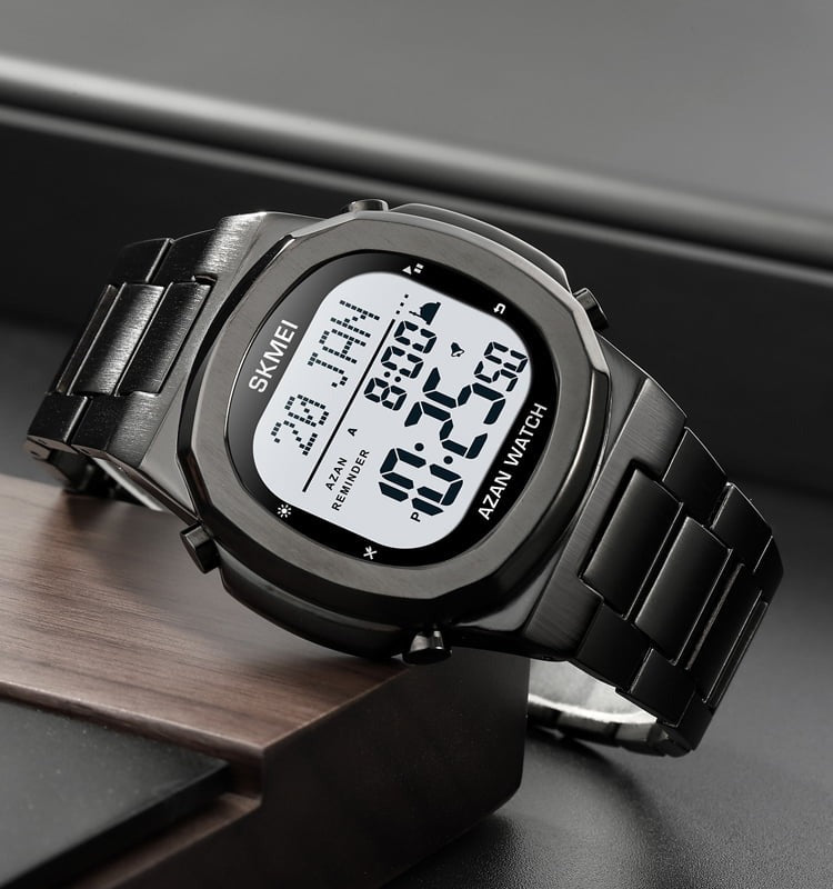 SKMEI - 2036 - Qibla Azan Time Reminder Prayer Watch - Black/white image 1