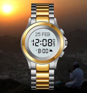 SKMEI - 2270 - Qibla Azan Time Reminder Prayer Watch - gold/silver image 1