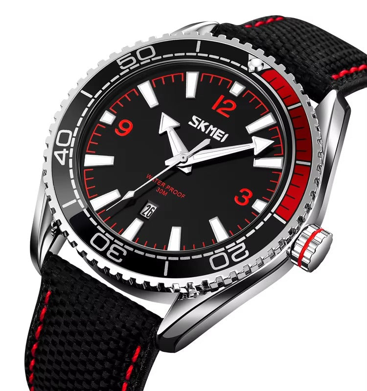 Skmei - 9291 - Fashion Business Genuine Strap Waterproof - Red image 0