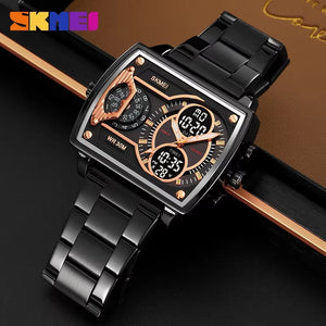 SKMEI 2229 Multi-Zone Analog Digital Sports Watch - Black/Black-Steel image 2