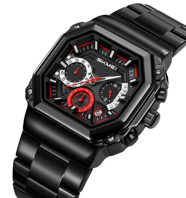 Skmei - 9359 - Quartz Chronograph Heavy-Duty Metal Build - red image 1
