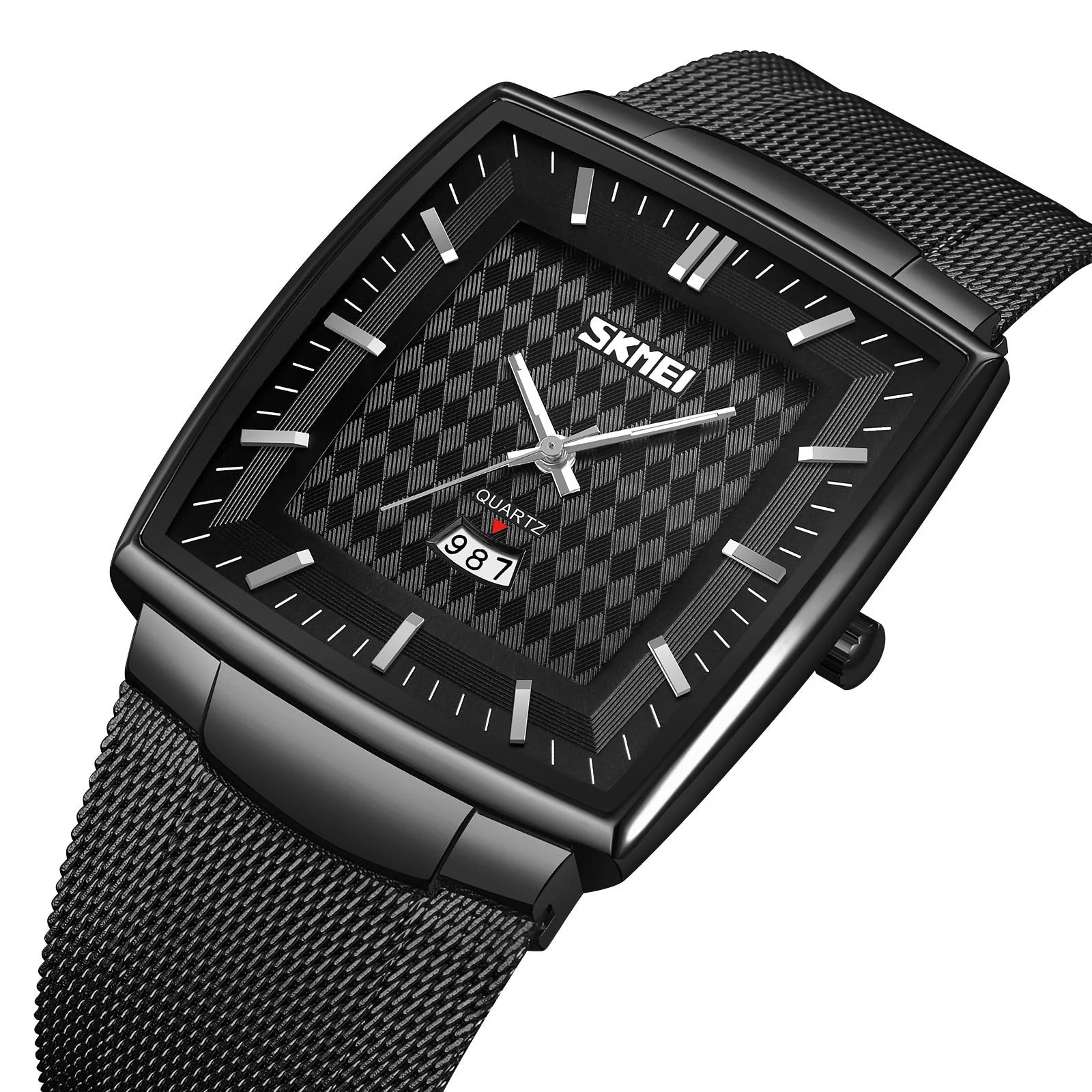 SKMEI - 9311 - Elegant Square Quartz Mesh Edition Watch - black/black image 1