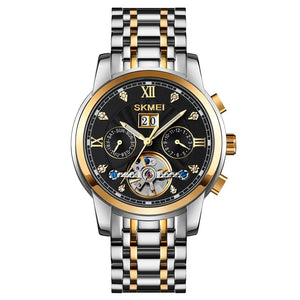 SKMEI - M029 - Automatic Movement Skeleton Watch - gold/silver black image 0