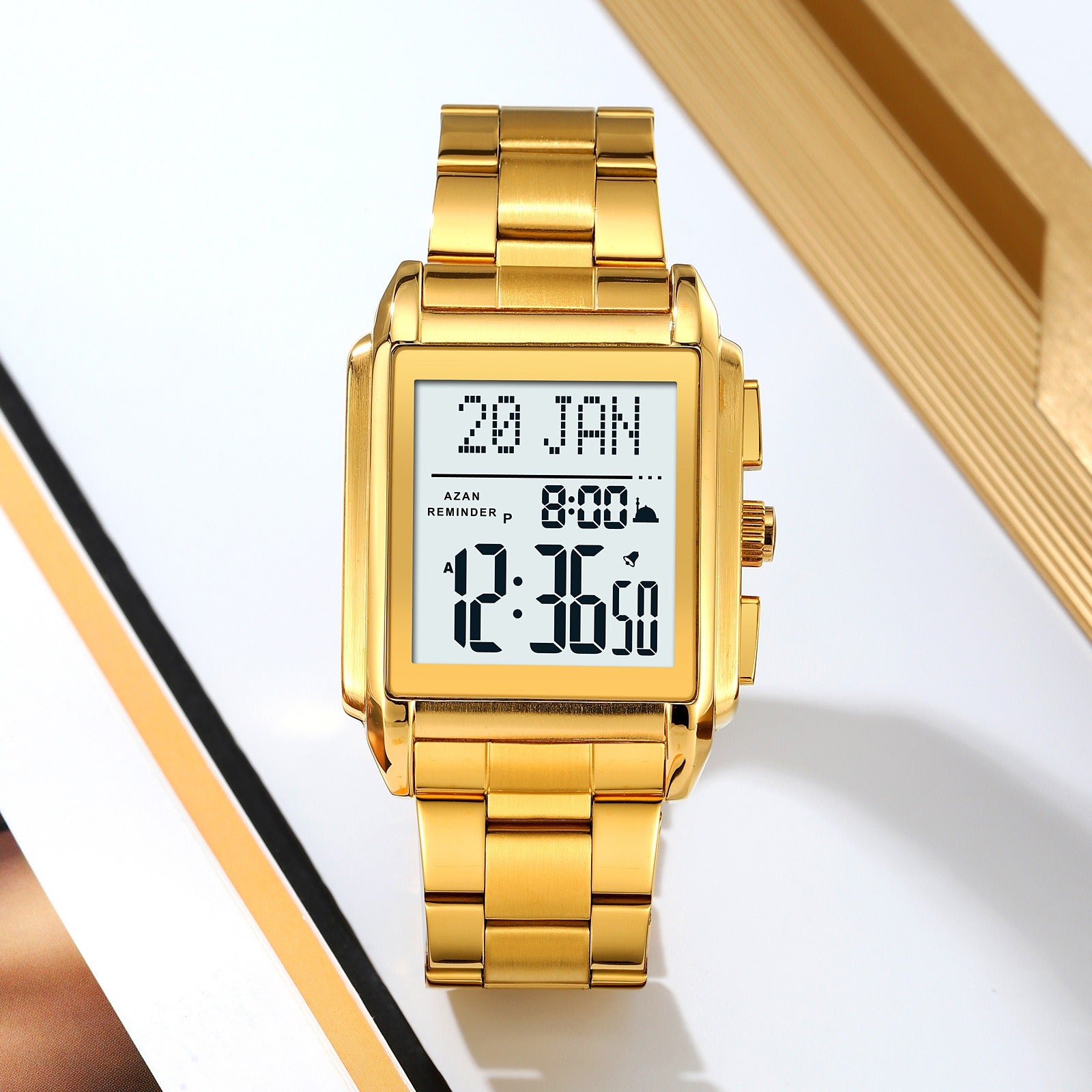 SKMEI - 2405 - Qibla Azan Time Reminder Prayer Watch - gold image 5
