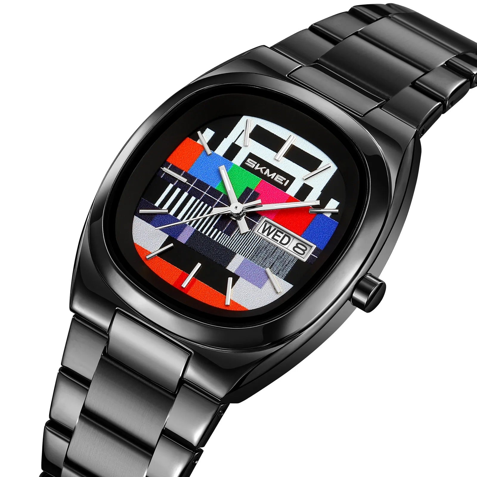 Skmei 9375 – Business Gentleman Vintage Watch – Black/Colorful image 0