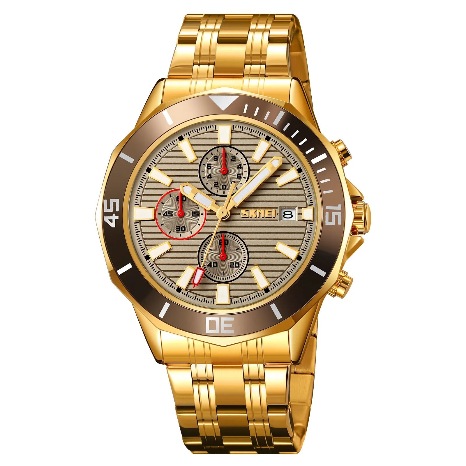 SKMEI - 9335 - Luxury Quartz Chronograph Stainless Steel Watch - gold/gray image 0