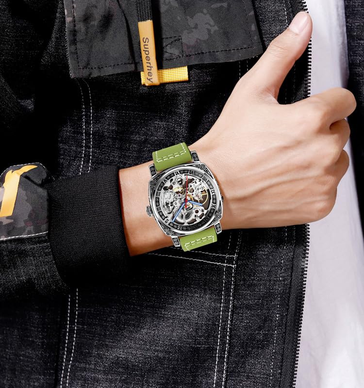 SKMEI - 9271 - Premium Automatic Skeleton Watch - green image 3