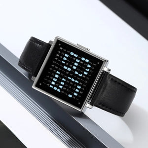 Skmei - 2388 - Luxury Word Dial Watch - Silver/Leather image 1
