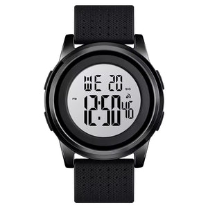 SKMEI - 1502 - Digital Thin Dial Waterproof Wrist Watch - black/white image 0