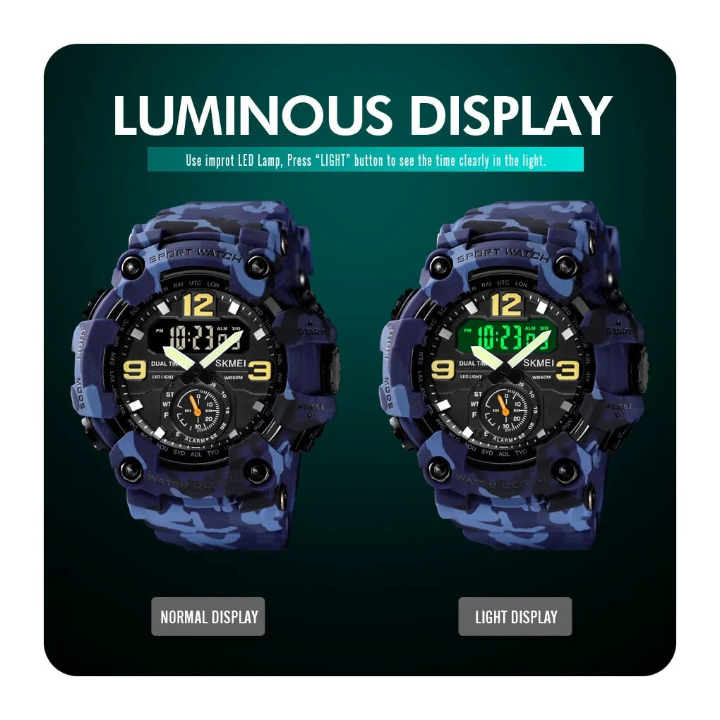 Skmei - 1637 - Warrior Dual Display Watch - Blue Camo image 6