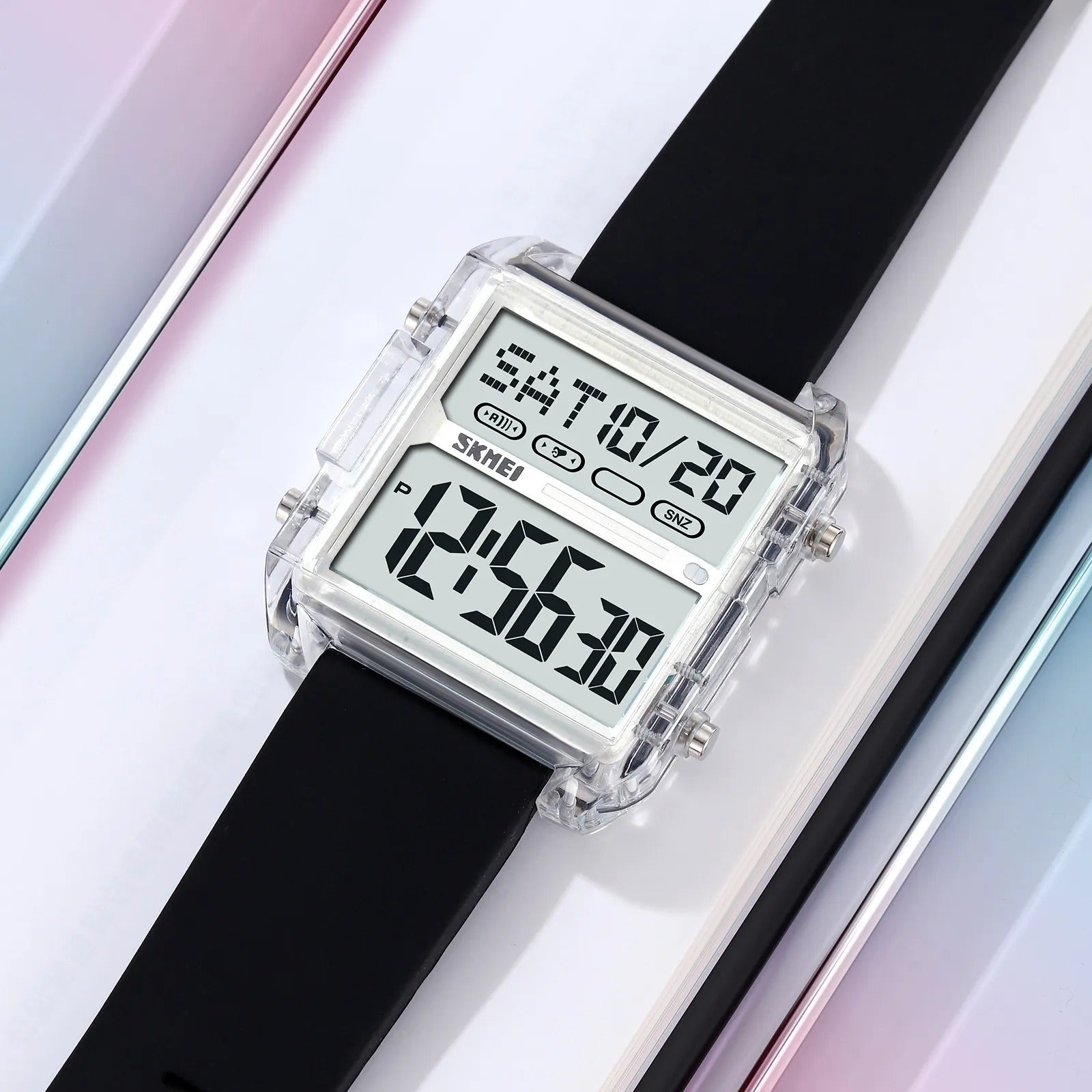 Skmei - 2246 - Modern Square Digital Watch - white-transparent image 0