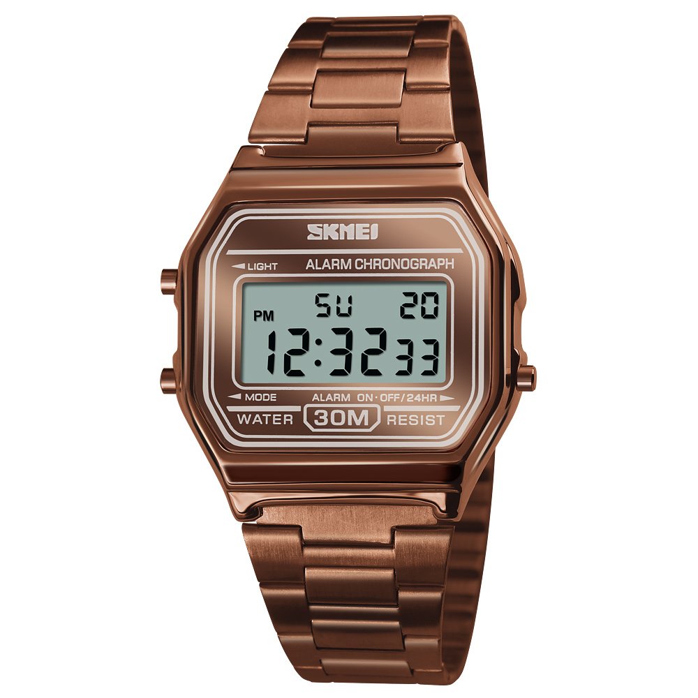Skmei - 1123 - Digital Stainless Steel Watch - Coffee/Gold image 0