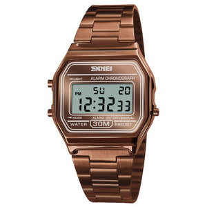 Skmei - 1123 - Digital Stainless Steel Watch - Coffee/Gold image 0