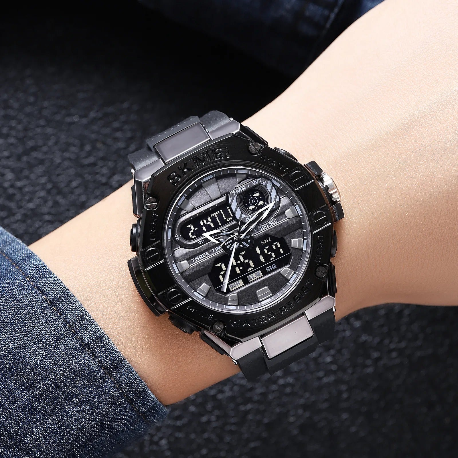 Skmei - 2221 - Tactical Force Dual Display Watch - Black image 3