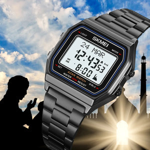 SKMEI - 2194 - Qibla Azan Time Reminder Prayer Watch - black image 1
