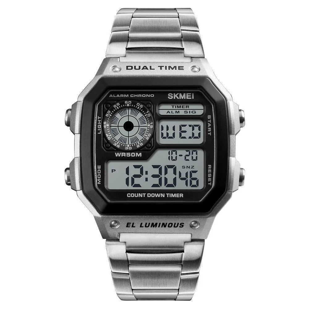Skmei - 1335 - Digital Sports Countdown Waterproof Watch - Silver image 0
