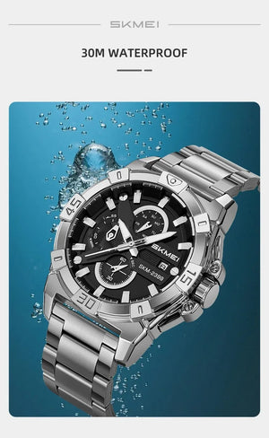 SKMEI - 2399 - Analog Multifunction Watch for Men with Stopwatch - silver image 4