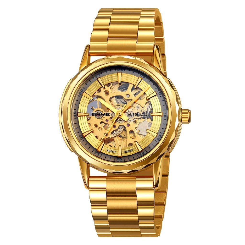 SKMEI - M035 - High Quality Mechanical Watch - gold-steel image 1