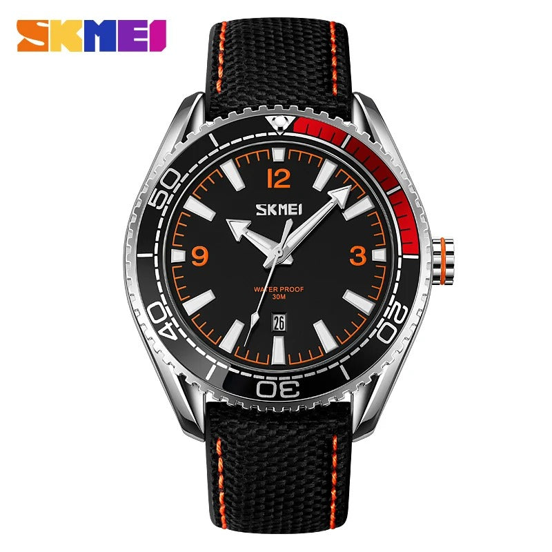 Skmei - 9291 - Fashion Business Genuine Strap Waterproof - Orange image 0