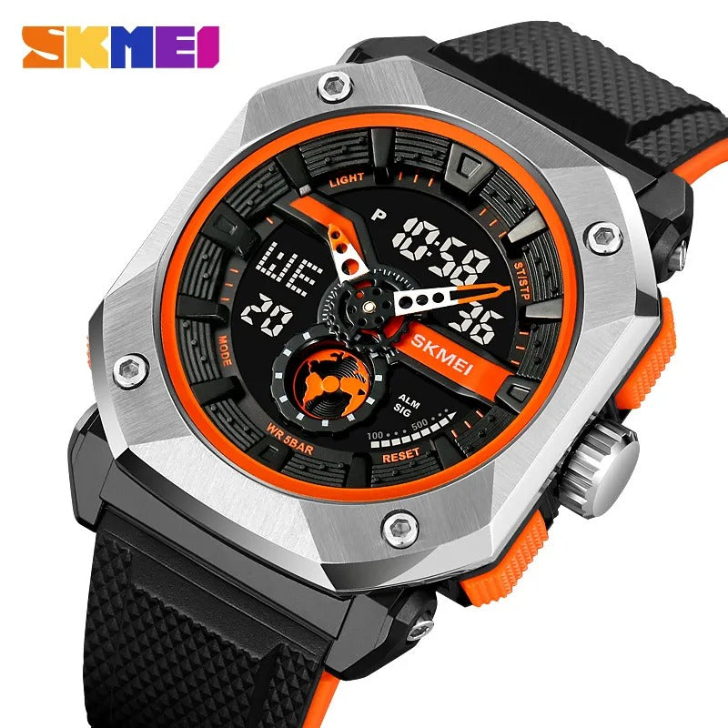 SKMEI - 2272 - Rugged Luxury Sports Watch - Black/Orange image 0