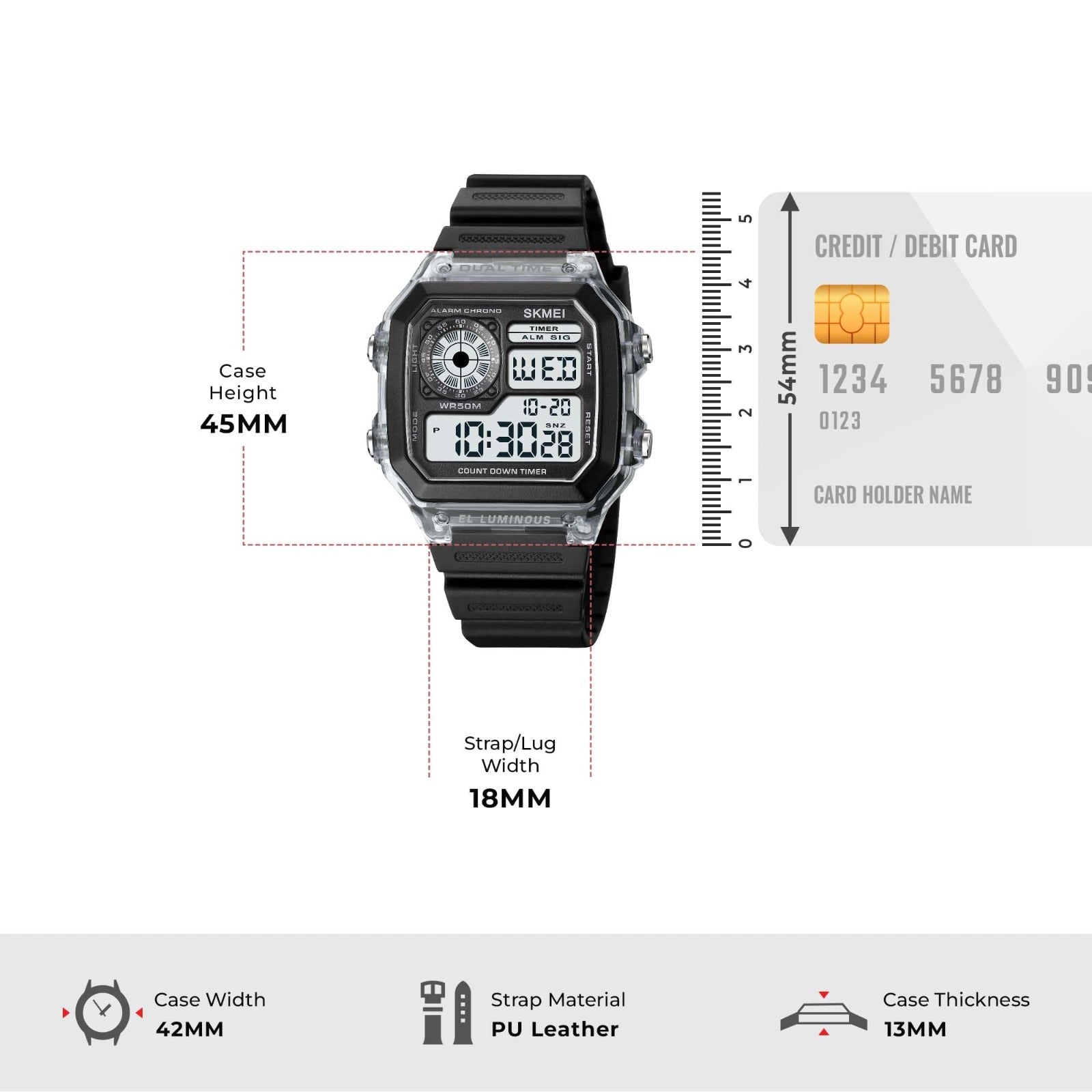 Skmei - 1998 - Digital Sports 50M Waterproof Watch - White image 6