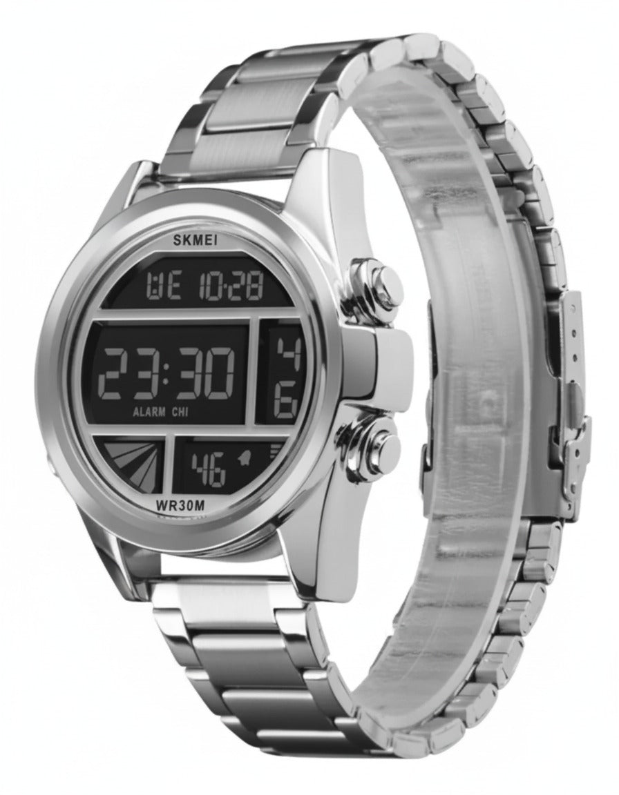 SKMEI - 1448 - Digital Sports Stainless Steel Waterproof Watch - Silver image 2