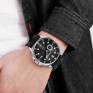 SKMEI 9328 Analog Quartz Nylon Strap Casual Watch - Black image 2