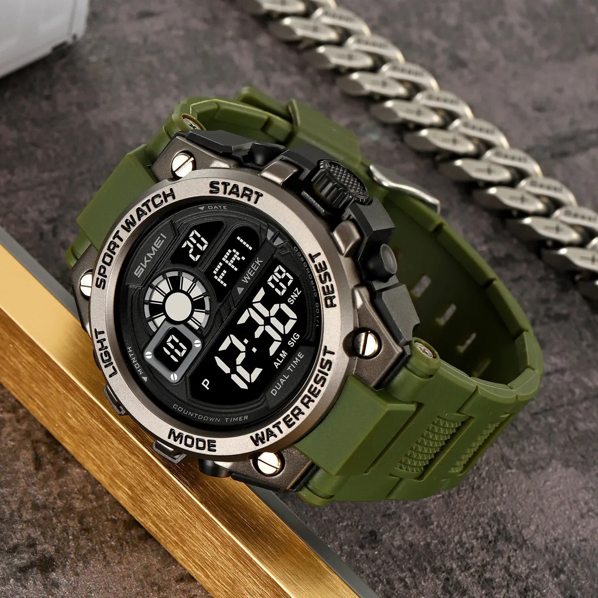 SKMEI 2318 Rugged Digital Sport Watch - armygreen image 1