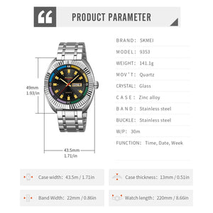 SKMEI - 9353 - Classic Stainless Steel Quartz Men Watch - Black image 4