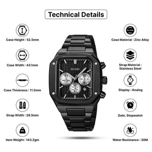 SKMEI - 2201 - Square Chronograph Watch - Black image 2