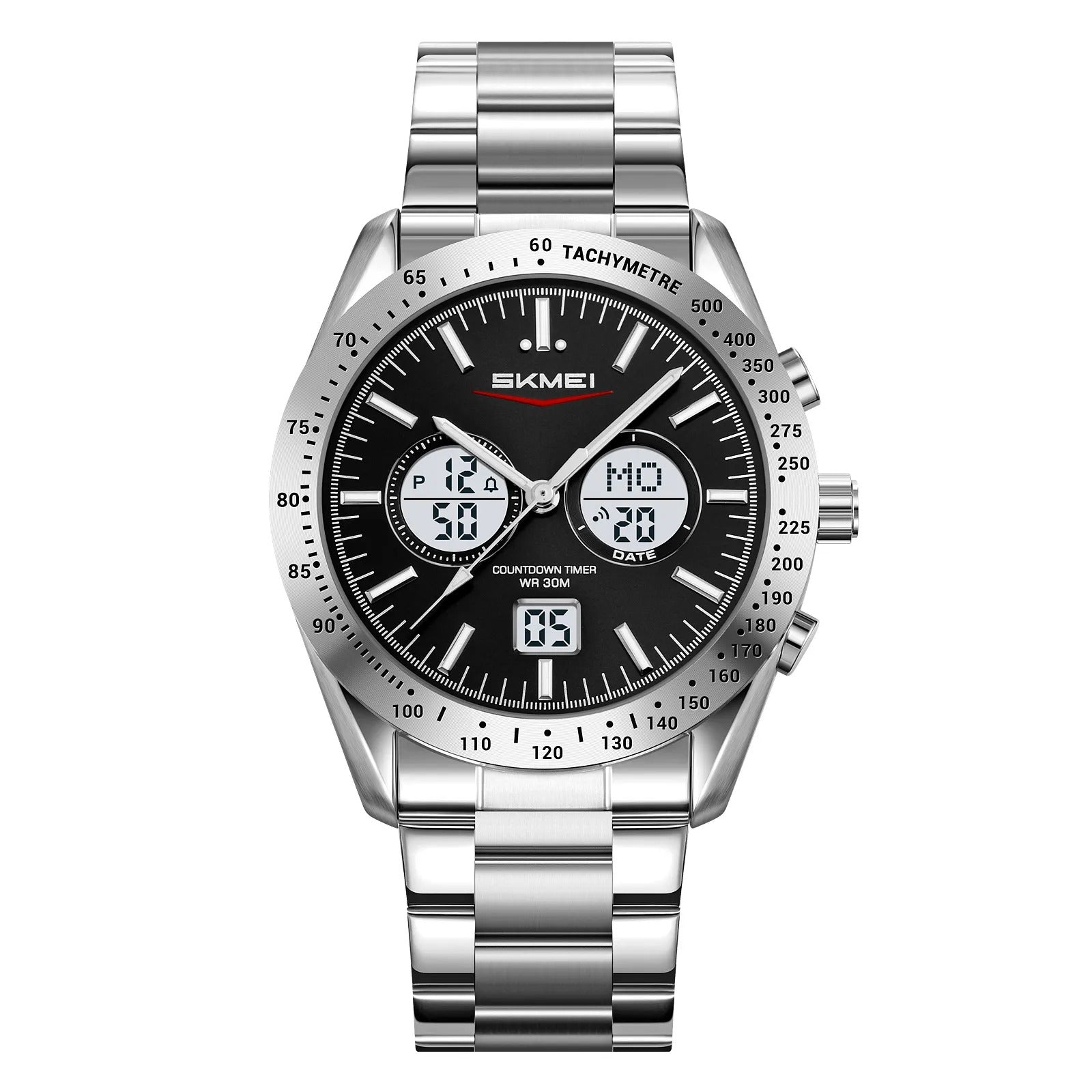 SKMEI 2503 Digital Tachymetre Countdown Timer Watch - silver/black/white/steel image 0