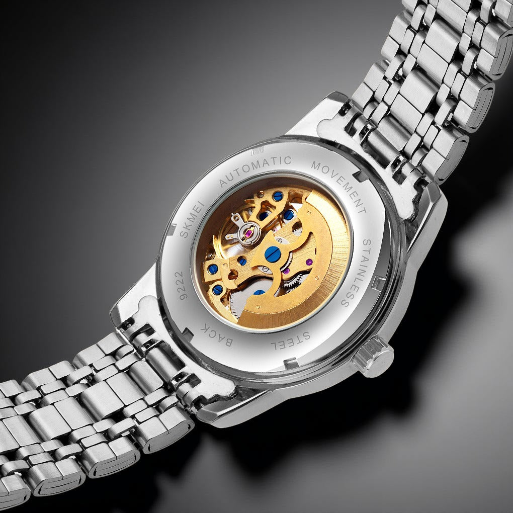SKMEI - 9222 - Luxury Automatic Skeleton Watch - silver/blue image 2