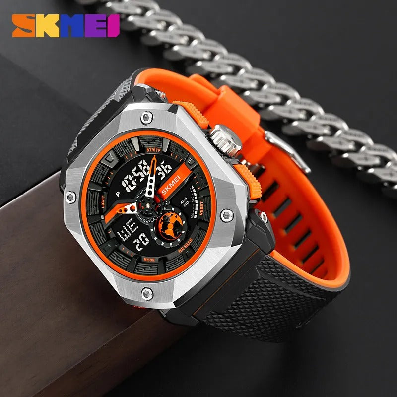 SKMEI - 2272 - Rugged Luxury Sports Watch - Black/Orange image 1